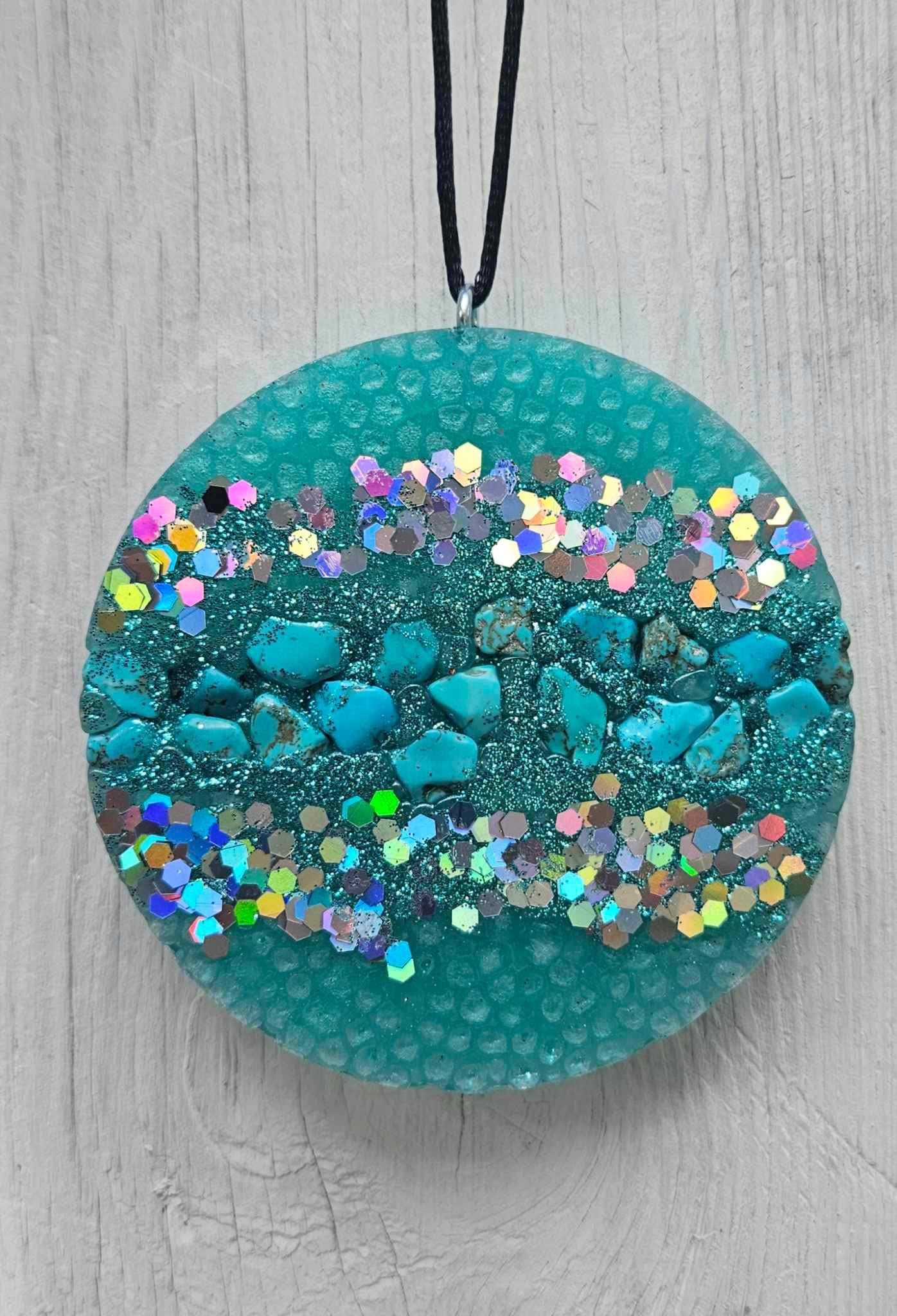 Geode with turquoise stones