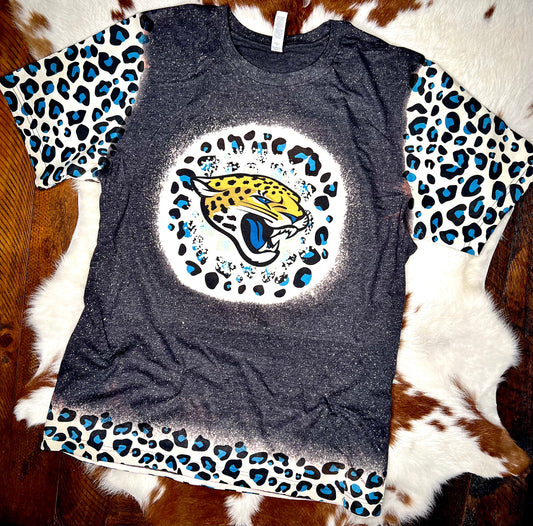 Leopard sleeves and bottom sports tee