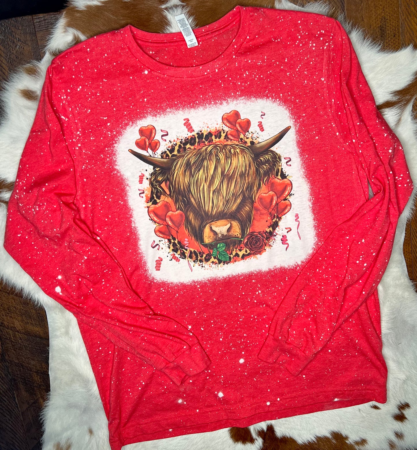 Valentines Highland cow red long sleeve