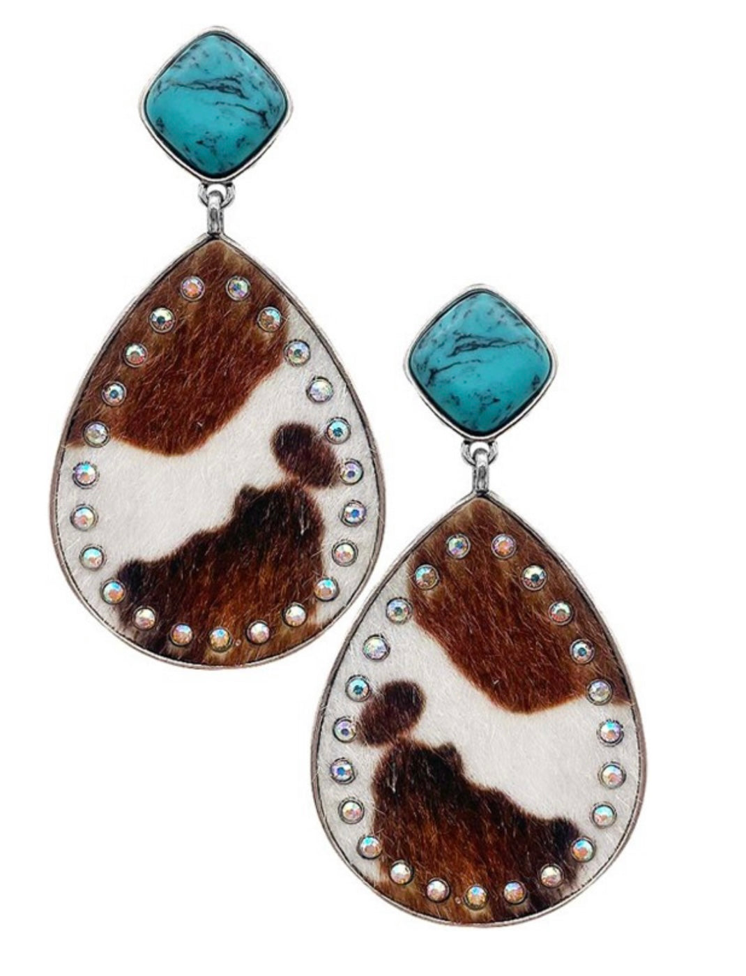 Gemstone rhinestone Cowprint earrings